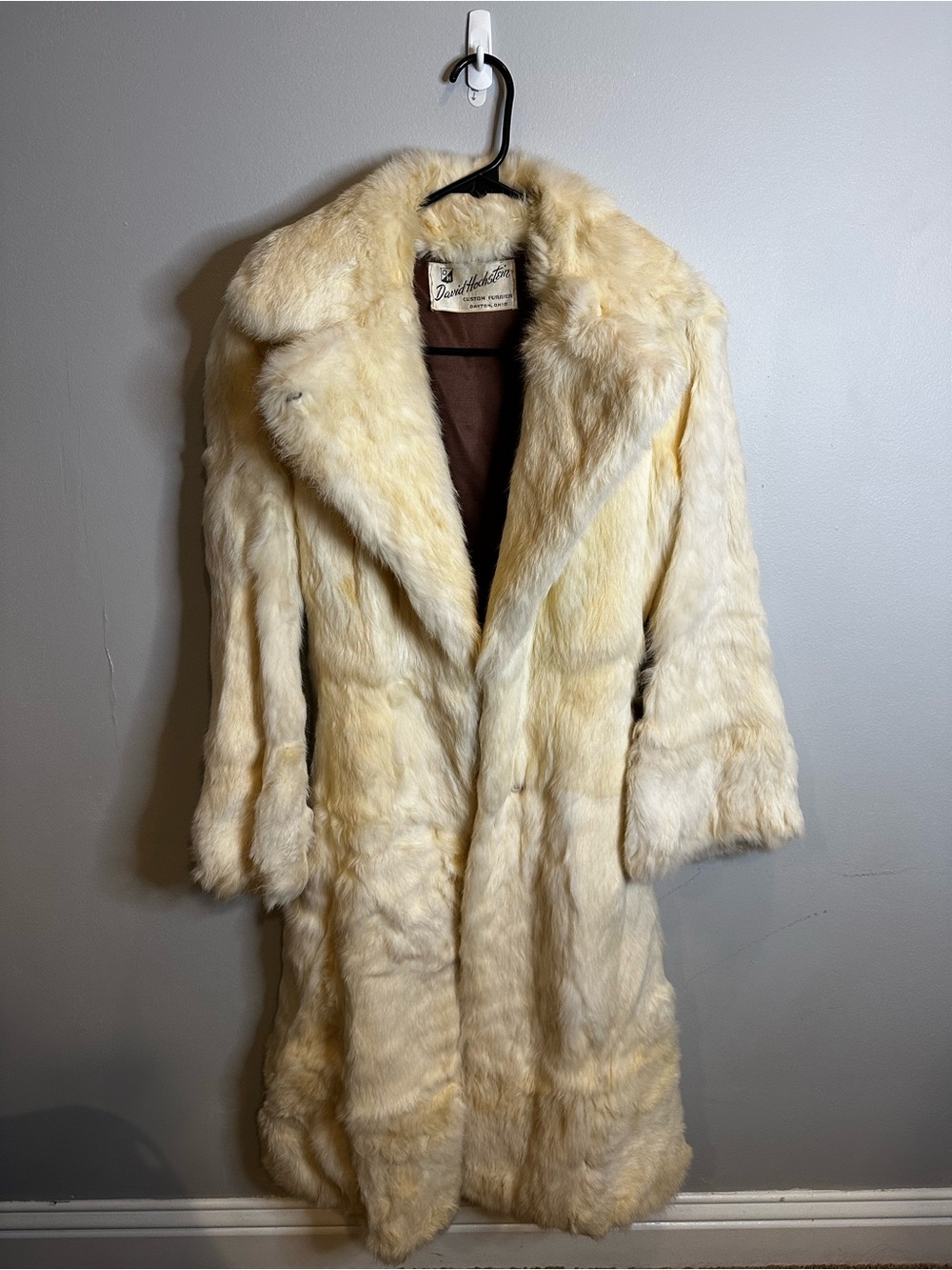 Vintage Cream Rabbit Fur Long Coat